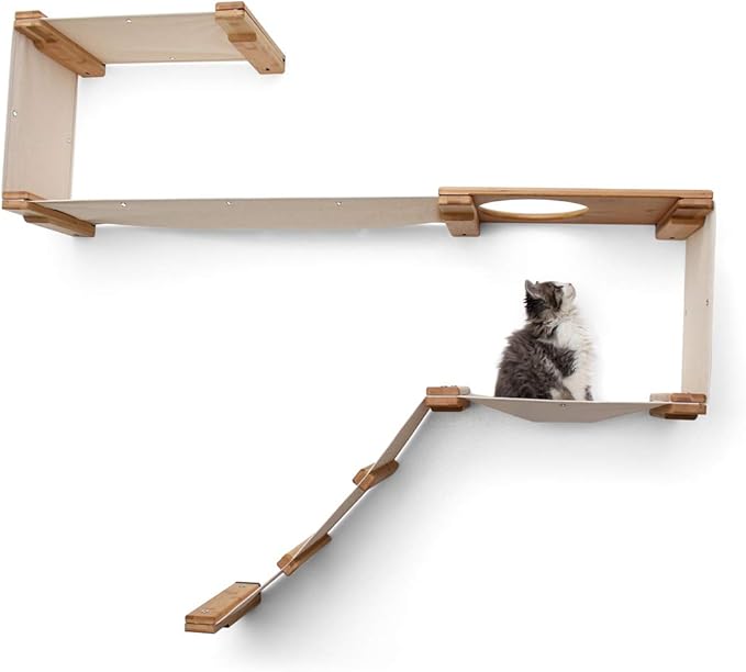 Catastrophic Creations Play Cat Condo— Cat Tree Wall Mounted—Cat Wall Bridge — Lounge and Play Furniture — Cat Wall Furniture Set— Cat Climbing Shelves—Wall Mounted Cat Furniture