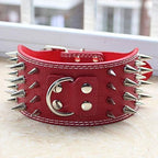 3" Sharp Spiked Studded Leather Dog Collar for Training,Sports,Walking,Medium,Large,X-Large,for Pitbull,Labrador,Boxer(Red,XL)