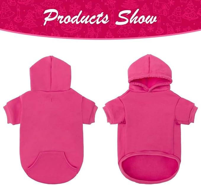 KOOLTAIL Dog Hoodie for Large Medium Small Dogs,Soft&Warm Pet Sweater with Leash Hole & Pocket Boy Girl,Puppy Fall Winter Jacket Clothes,French Pitbull Cold Weather Coat Sweatshirt,Deep Pink XL/XXL