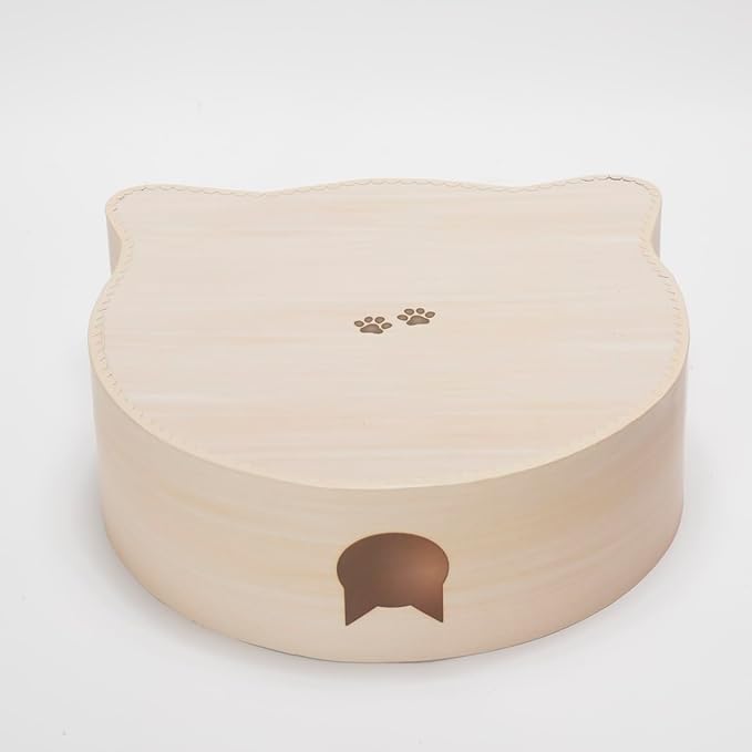 Necoichi Cat-Headed Scratcher Bed (Birch, Large) | Cardboard Cat Scratcher Bowls for Indoor Cats - Cat Scratching Board, Cat Scratch Pad Lounger with Reversible Usability and Extra Comfort for Lounge