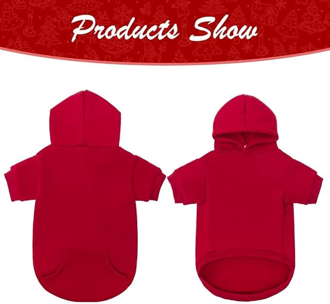 KOOLTAIL Dog Hoodie for Large Medium Small Dogs,Soft and Warm Pet Sweater with Leash Hole and Pocket Boy Girl,Puppy Fall Winter Jacket Clothes,French Pitbull Cold Weather Coat Sweatshirt,Red XL
