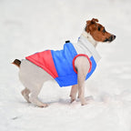 Idepet Pet Dog Cat Coat with Leash Anchor Color Patchwork Padded Puppy Vest Jacket Teddy Chihuahua Costumes Pug Cloth XS S M L(XX-Large,Red)