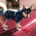 KOOLTAIL Plaid Dog Hoodie Pet Clothes Sweater with Hat and Pocket for Small Medium Large Size Dogs, Soft Winter Warm Dog Cold Weather Coat, Fleece Fall Dog Hooded Sweatshirt for Puppy Cats,Blue XL/XXL