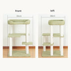 Cat Tree Tower 37.4'' (95 cm) with Scratching Posts,Multi-Level Cat Tree Tower with Wide Shelves for Senior Friendly Baby/Large Cats, Scratching Posts(Olive Green)