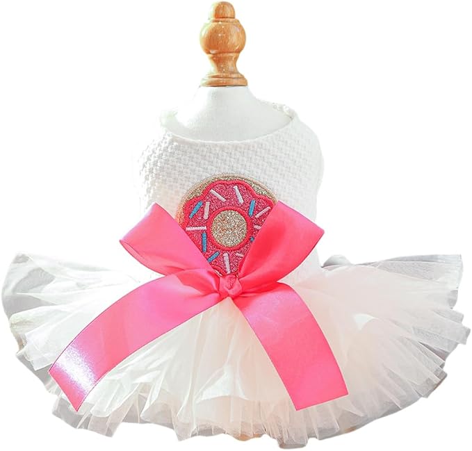 Furbabycare® Elegant Sweet Easter Puppy Dog Blingbling Princess Skirt Pet Dog Lace Cake Camisole Tutu Dress C-Doughnut X-Small