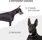 Gold Dog Choke Chain Collar,Metal Slip Link Martingale Dog Collar Training Heavy Duty Male Boys Dog Chain Female Girls Puppy Collars for XXS XS Small Medium Large Big Breed,S