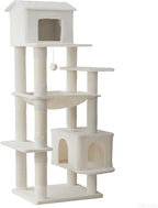 KAWHBET 64in Cat Tree,Cute Big Multi-Level Cat Tower Cat Tower W/Scratching Post,Apartment,and Extended Platform for Cats to Play and Sleep,Cat Tree for Indoor Cats Large Adult (White)