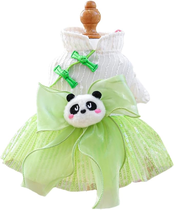 Furbabycare® Elegant Sweet Fashion Puppy Dog Blingbling Princess Skirt Pet Dog Lace Cake Camisole Tutu Dress S-Panda X-Small