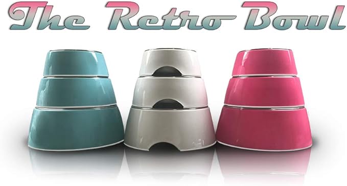 Loving Pets - Retro Bowl Dog Food Water Bowl No Tip Stainless Steel Elevated Pet Bowl No Skid Spill Proof (Large, Pink)