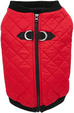 Gooby Fashion Vest Dog Jacket - Red, Large - Warm Zip Up Dog Bomber Vest with Dual D Ring Leash Water Resistant for Small to Medium Dogs