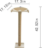 42'' Cat Tree Window Sill Perch with Tall Vertical Scratching Post Height-Adjustable Indoor Hammock Bed for Large Cats Drill-Free Suction Cup Climbing Tree Tower for Sunbathing & Bird Watching (Wood)