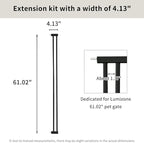 Lumizone Extra Tall Cat Gate Extension Kit 61.02" High Pressure Mounted 2025 New 4.13" Extra Wide 1.37" Gap No Drilling Tall Pet Gate for Dogs (Black, 61.02" H x 4.13" W, Extension)