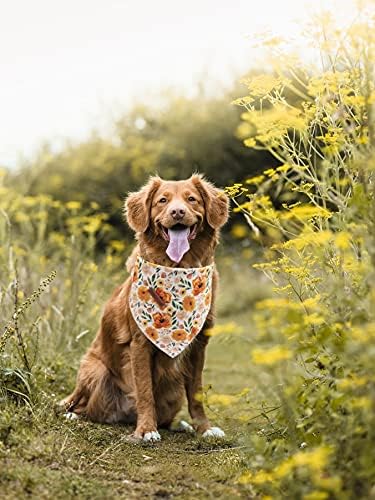 Elegant little tail Dog Bandanas - 1Pack Floral Print Washable Dog Scarf Female Square Bib Kerchief Scarf Adjustable Pet Bandana for Small Medium Dogs