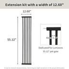 Lumizone Extra Tall Cat Gate Extension Kit 55.12" High Pressure Mounted 2025 New 12.60" Extra Wide 1.37" Gap No Drilling Tall Pet Gate for Dogs (Black, 55.12" H x 12.60" W, Extension)