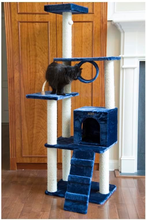 Maykoosh Navy Cat Tree Tower with Scratching Posts & Playhouse - Multi-Level
