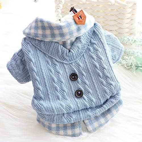 Dog Princess Sweater for Small Dogs Thick Shirt Plaid Clothes Costume Pet Girl Cute Coat Outfits Fall Costumes Winter Dog Sweaters (XS,Pink)