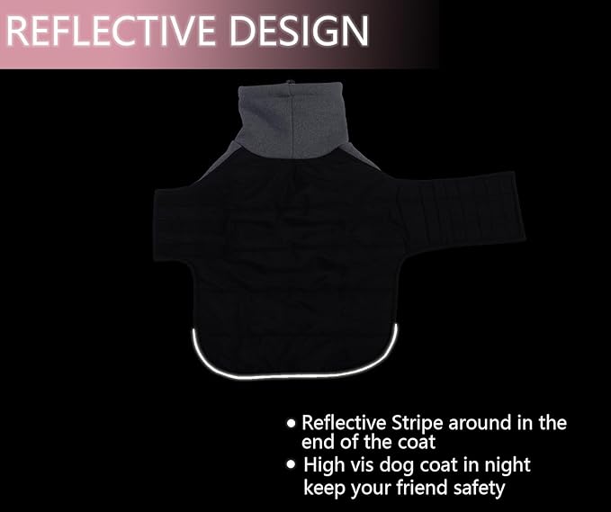 Dachshund Dog Coats Jacket fit for Dachshunds Corgi Weiner Reversible Winter Coat Padded Cotton Lining high Collar Dog Suit in Autumn Winter Black S