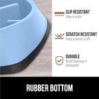 GORILLA GRIP Patented BPA Free Slow Feeder Dog Bowls, 4 Cup Interactive Puzzle Toy for Dogs and Cats Food Training Enrichment, Keeps Pets Busy and Prevents Puppy Overeating, Large Breeds, Light Blue