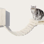 La La Pet Mod Wood Cat Bridge & Ladder Perch Hammock Tower Cat Condo Kitty Lounge for Climbing, Lounging & Playing (39.37 x 9.84 in)