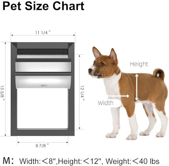 Rescumascer Aluminum Medium Dog Door for Door, Doggie Door with Two Sliding Panels, Energy Efficent Doggy Door for Medium Dogs and Large Cat up to 30lbs