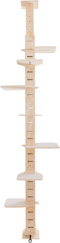 GOWE 9' Adjustable Height Floor-to-Ceiling Cat Tree, Multi-Level Cat Vertical Cat Condo, Cat Climbing Frame Activity Center with Perching Shelves for Indoor Cats, Natural