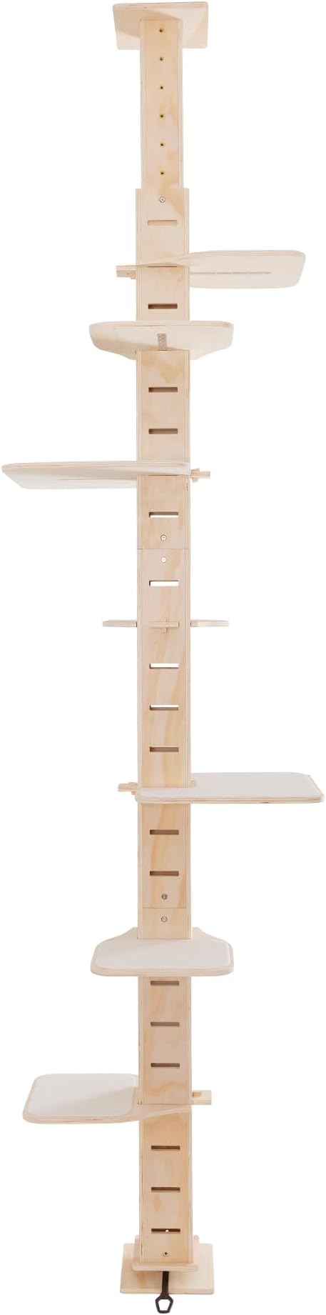 GOWE 9' Adjustable Height Floor-to-Ceiling Cat Tree, Multi-Level Cat Vertical Cat Condo, Cat Climbing Frame Activity Center with Perching Shelves for Indoor Cats, Natural