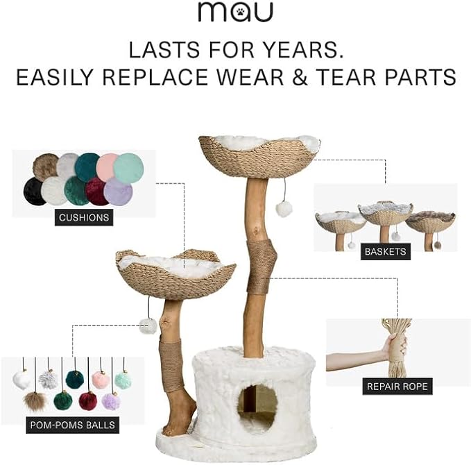 Modern Cat Tree Tower, Real Branch luxury Cat Condo, Wood Cat Tower, Cat Scratching Tree, Cat Condo, Cat Lover Gift, Luxury Cat, Cat Gifts by Mau Lifestyle