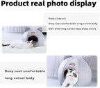 Cat Ear-Shaped Bed for Indoor Cats,Semi-Enclosed Kitten Bed with A Removable Mat & Non-Slip Bottom for Cat and Small Dog,Cats Hideaway (Gray, S:13×13×13in(33×33×33cm))
