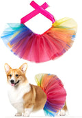 Threetols Rainbow Dog Costume - Christmas Pride Princess Dress for Cats & Dogs, Tutu & Collar Set for Small to Medium Pets, Perfect for Birthday Parties