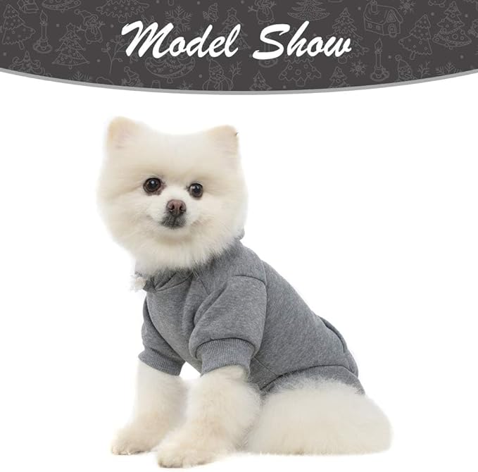 KOOLTAIL Dog Hoodie for Large Medium Small Dogs, Soft and Warm Pet Sweater with Leash Hole and Pocket Boy Girl, Puppy Fall Winter Jacket Clothes, French Pitbull Cold Weather Coat Sweatshirt, Grey SM