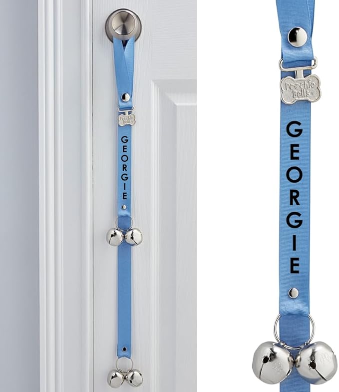 Personalized with Your Dog's Name PoochieBells for Dog Potty Training Bell, Quick & Easy Puppy Potty Training Method Included, Handcrafted in USA w/Loud, Paw-Safe Bells