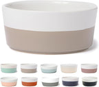 Waggo Dipper Ceramic Dog Bowl for Small and Large Breeds - Heavyweight and Durable Pet Food and Water Dish Crock, Dishwasher Safe, Modern (Vintage Grey, Large)