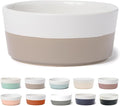 Waggo Dipper Ceramic Dog Bowl for Small and Large Breeds - Heavyweight and Durable Pet Food and Water Dish Crock, Dishwasher Safe, Modern (Vintage Grey, Medium)