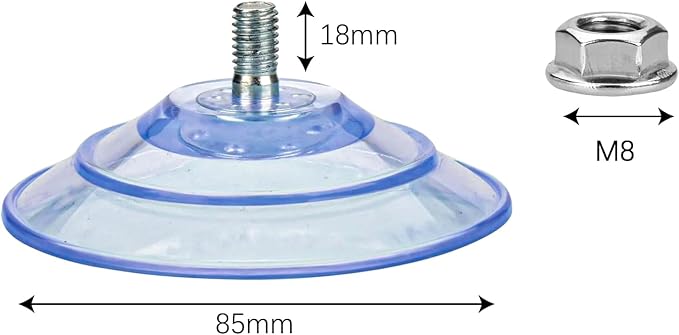 XJKJ 6 PCS cat Window Hammock Suction cat bass Cats Hammock Hanging pet Supplies M8*15 Screw Transparent suctions Cup, Screw Suction Cup 85mm/3.4 "PVC suctions Cup