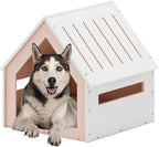POLIPETS Large House for Pets, Wooden House for Pets for Interiors, Resistant Wood with Cushion for Dog Included, Minimalist, Elegant and Resistant, 32x31.5x31.7 in, Matte White