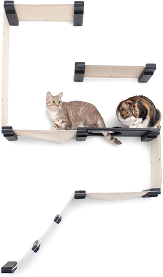 Catastrophic Creations Deluxe Cat Fort Cat Tower – Cat Condo Fort w/Escape Hatch, 4 Cat Hammocks, & Cat Scratching Post – Durable Bamboo Cat Wall Furniture - Wall Mounted Cat Tree for Indoor Cats
