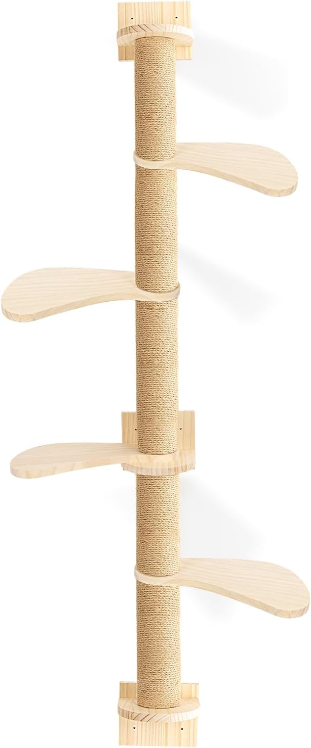 76.8" Tall Cat Tree, Floor to Ceiling Cat Tower, Wall-Mounted Cat Tree Scratching Tower, 5 Tiers Cat Climbing Tree with Scratching Post for Indoor Cats 1 Set