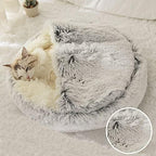 Cat Bed Round Fluffy Hooded Cat Bed Cave, Anti-Anxiety Cave Bed with Hooded Blanket, Cozy Cuddler Luxury Puppy Pet Bed, Anti-Slip Bottom and Machine Washable