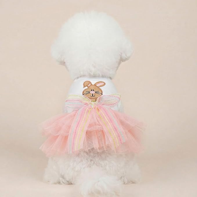 Furbabycare® Elegant Sweet Easter Puppy Dog Blingbling Princess Skirt Pet Dog Lace Cake Camisole Tutu Dress C-Easter Bunny-4 X-Large