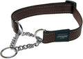 Rogz Utility Medium 5/8-Inch Reflective Snake Obedience Half-Check Dog Collar, Chocolate