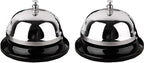 Call Bell 2 Packs 3.3 Inch Diameter with Metal Anti-Rust Construction, Desk Bell for Hotels, Schools, Restaurants, Reception Areas, Hospitals, Warehouses(Silver)