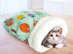 Soft & Safe Cat Tunnel Sleep Bag Bed Cozy Hideway for Kitty's Comfort (Dark Blue, Large)