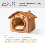 Cat Beds for Indoor Cats, Cute Bear Shape Cat Bed Cave, Pet House Cats Tent with Removable Cushion Pillow for Kittens Puppy Small Dogs (Brown, M-18 * 14.6 * 15.7in)