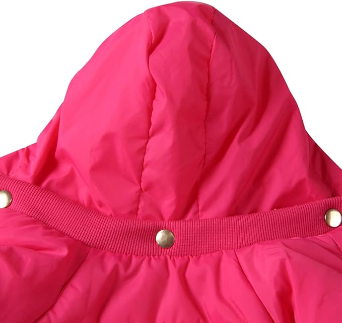 Fleece Lined Dog Coat with Detachable Hood and Detachable Hind Legs,Warm Puppy Jacket in Winter(Pink S)