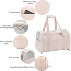 Fashion Dog Carrier Pet Carrier Airline Approved Cat Carrier for Small Dogs Cats Under 15 Lbs, Vegan Leather Collapsible Soft Sided Travel Puppy Carrier