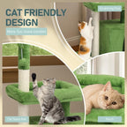 36in Leafy Cat Tower, Multi-Level Cat Tree with Condo and Scratching Posts, Plush Bed, Jungle Design Cat Furniture with Dangling Toy Ball, Cozy Pet Playground for Kittens and Small Indoor Cats, Green