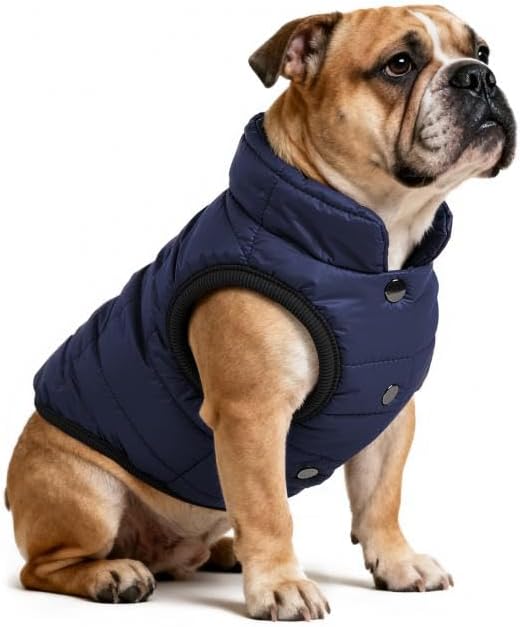 AURUZA Dog Winter Coat, Warm Waterproof Dogs Jacket Small Pet Vest for Medium Dogs Windproof Pet Fleece Vest Snow Jacket for Cold Weather(Navy Blue,XXL)