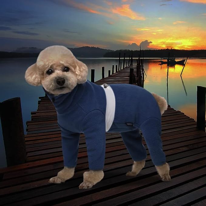 Polar Fleece Dog Coats for Small Medium Dogs, Winter Jacket Sweater Vest Bodysuit, Four-Legged Warm Clothes Pajamas