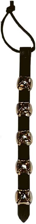 Warner Arctic Sleigh Bells Decorative Leather Strap Door Bells USA (15" with 5 Bells, Black Leather with Silver Bells)