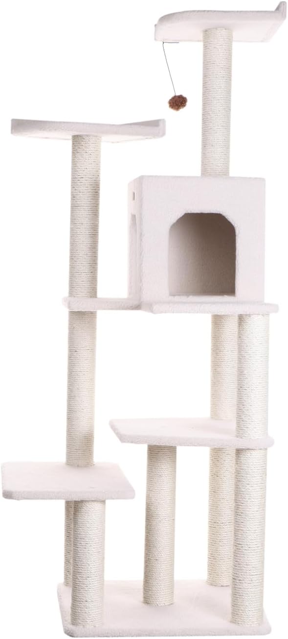 Maykoosh Cat Tree Tower 68" Six Levels Condo & Perches - Ivory